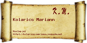 Kolarics Mariann névjegykártya